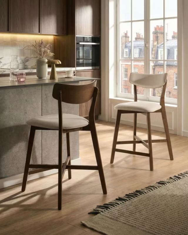 Barstol Yuma 50x54 cm Hvid og Brun 2 Stk