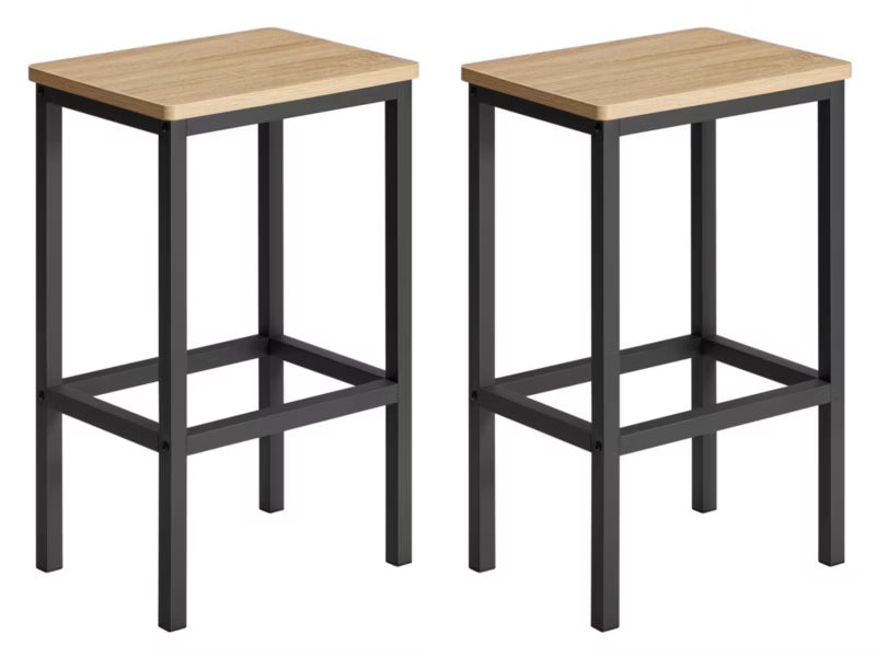 Barstole 2 Stk. 40x30x65 cm Sonoma Eg og Sort Stål