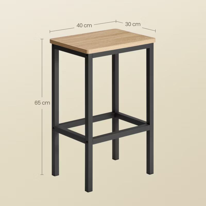 Barstole 2 Stk. 40x30x65 cm Sonoma Eg og Sort Stål