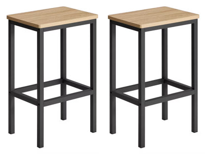 Barstole 2 Stk. 40x30x65 cm Sonoma Eg og Sort Stål