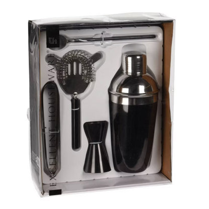 Bartendersæt 5 Dele 500 ml Sort Blank Rustfrit Stål