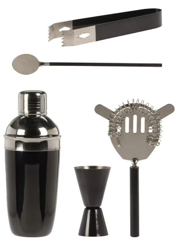 Bartendersæt 5 Dele 500 ml Sort Blank Rustfrit Stål