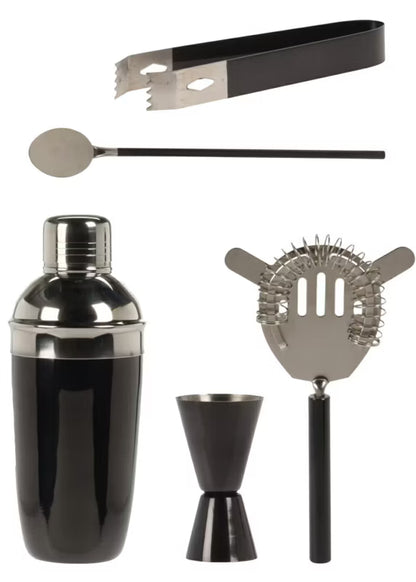 Bartendersæt 5 Dele 500 ml Sort Blank Rustfrit Stål