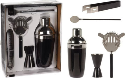 Bartendersæt 5 Dele 500 ml Sort Blank Rustfrit Stål