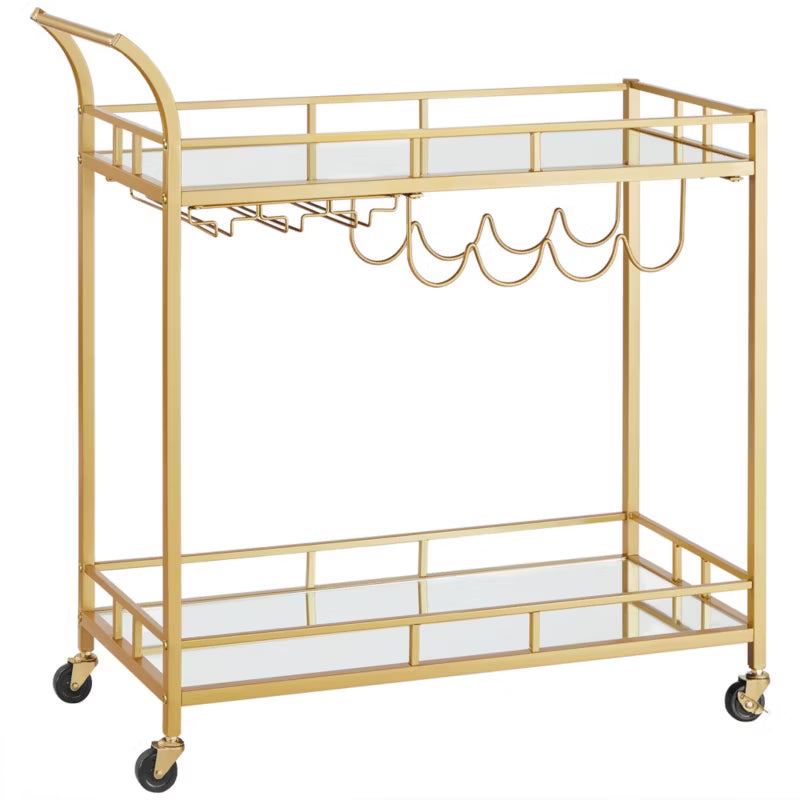 Barvogn 86x38x90 cm Guld med Spejlglas