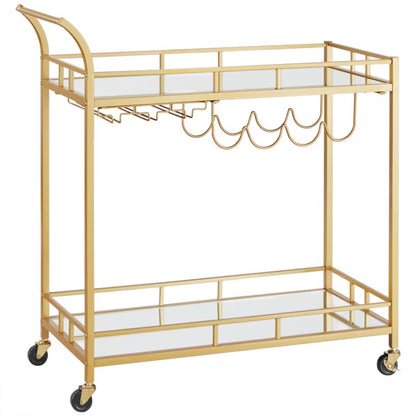 Barvogn 86x38x90 cm Guld med Spejlglas