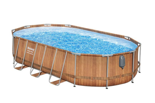 Bestway Comfort Jet rammebasin 6,1 x 3,66 m med træplanker