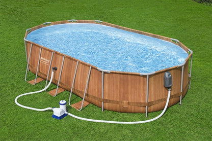 Bestway Comfort Jet rammebasin 6,1 x 3,66 m med træplanker