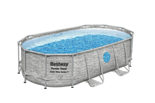 Bestway ovalt stelpool med vindue 4,27 x 2,50 x 1 m