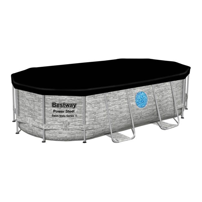 Bestway ovalt stelpool med vindue 4,27 x 2,50 x 1 m