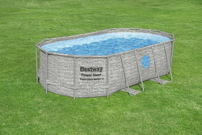Bestway ovalt stelpool med vindue 4,27 x 2,50 x 1 m