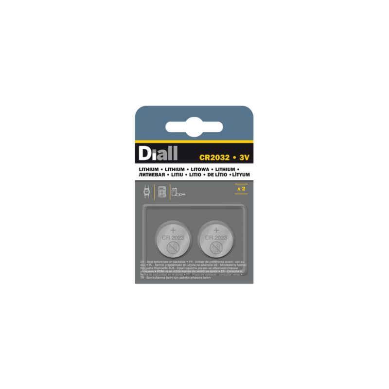 Diall lithium-batteri CR2032, 2 stk.
