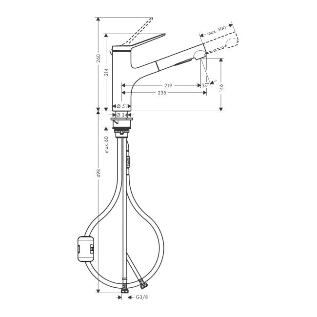 Hansgrohe Zesis 150 Eco 2j krom køkkenarmatur med udtrækkelig tud