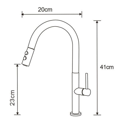 Mexen Ava køkkenarmatur med udtrækkelig tud, mat-sort/guld