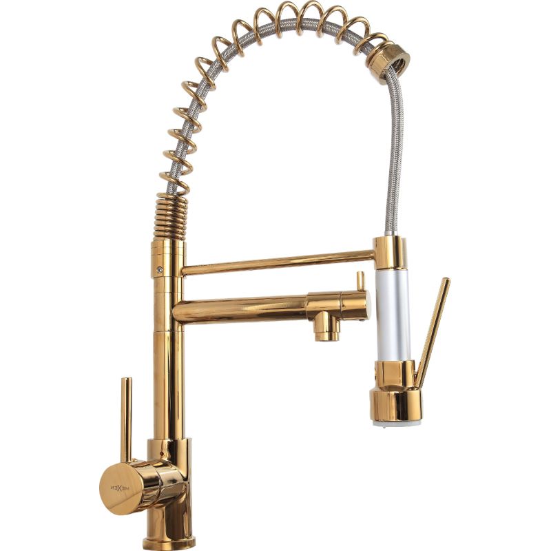 Mexen Corina køkkenarmatur i guld med udtrækkelig tud