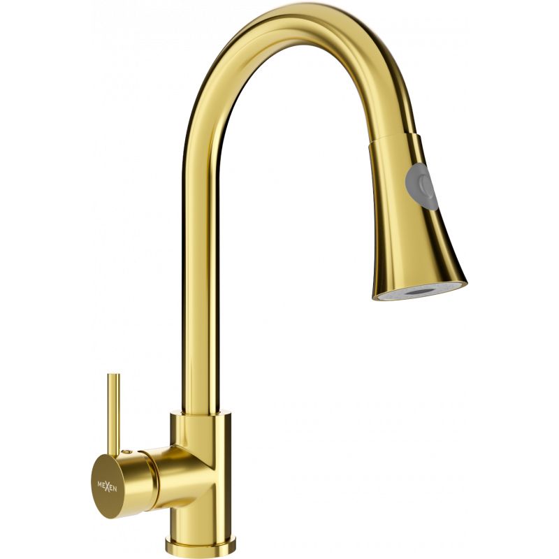 Mexen Elia køkkenarmatur i guld med udtrækkelig tud, 1 stk.