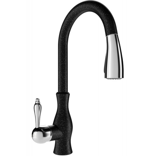 Mexen Savita køkkenarmatur, sort med prikker, udtrækkelig
