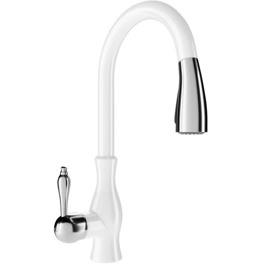 Mexen Savita køkkenarmatur med udtrækkelig tud, hvid 41 cm