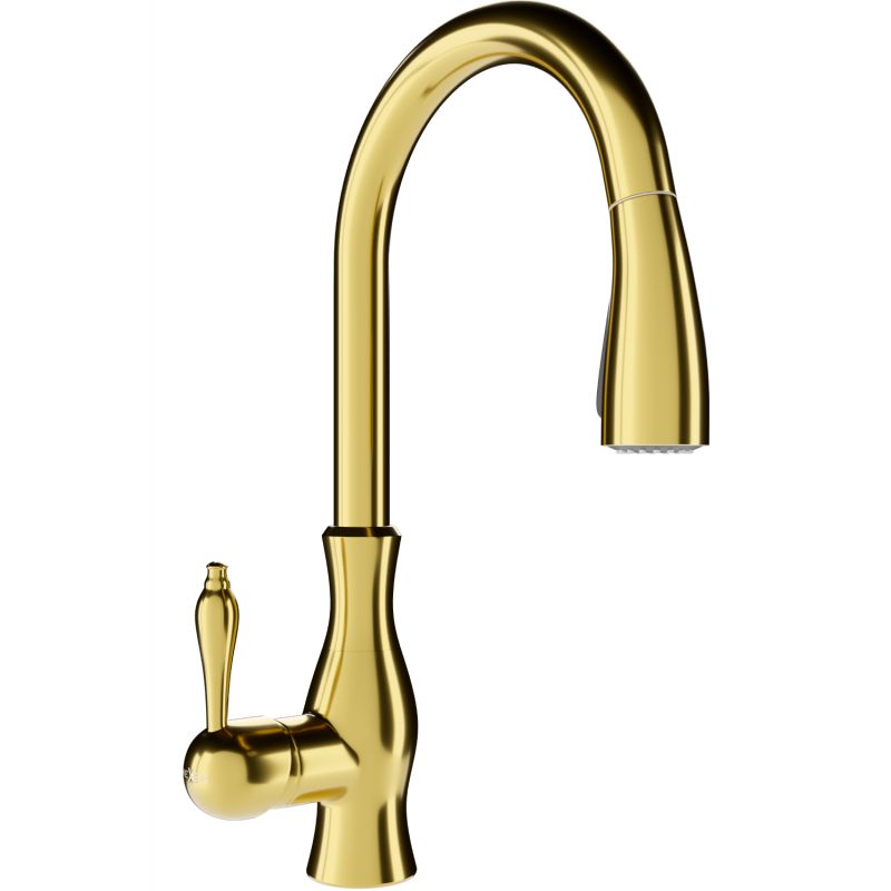 Mexen Savita køkkenarmatur i høj guldfinish med udtrækkelig tud, 1 stk.