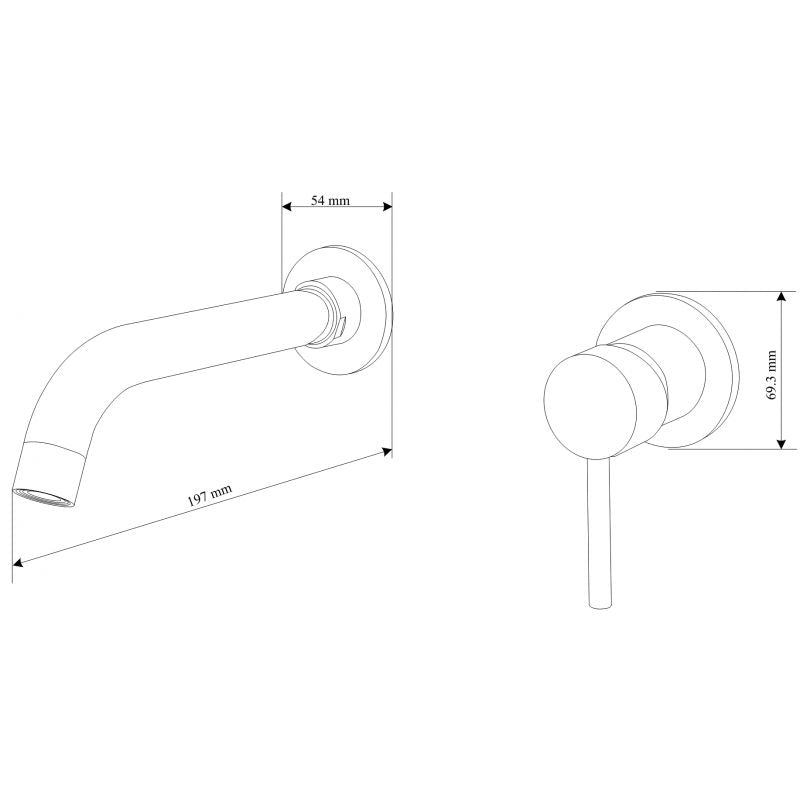Mexen Alma grafit indbygget blandingsbatteri til håndvask 75015-66 1 stk.