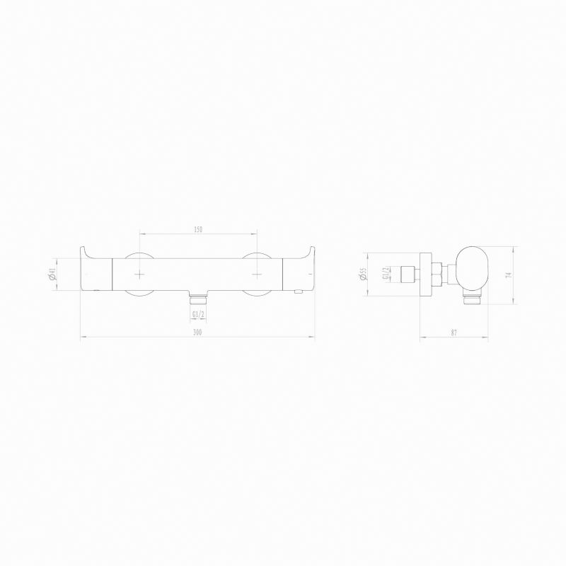 Termostatisk Brusebatteri Kentia Sort Mat 300 mm | 5063022513045