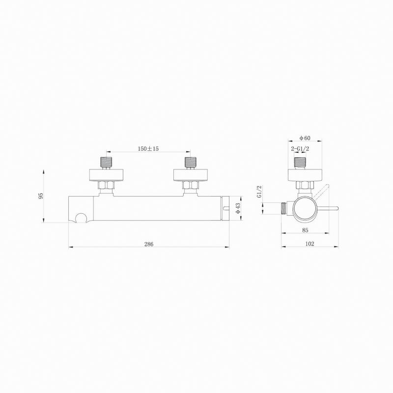 Brusearmatur Maza Sort Mat 28,6x10,2 cm