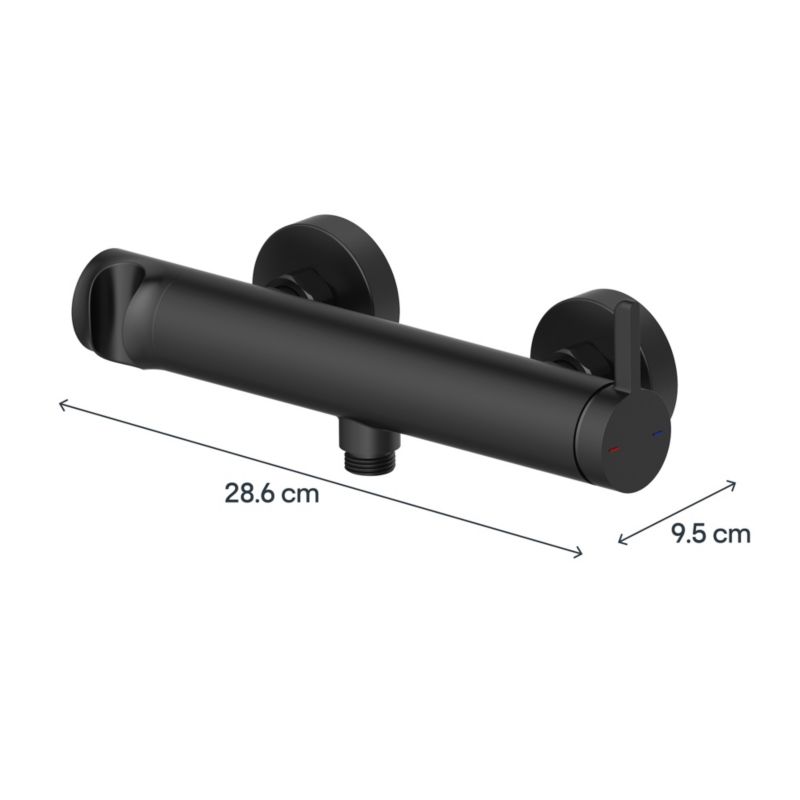 Brusearmatur Maza Sort Mat 28,6x10,2 cm