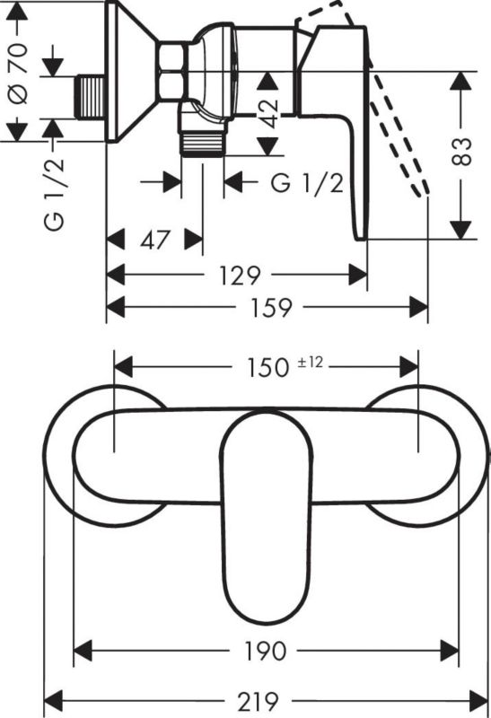 Hansgrohe Blend mat‑sort brusebatteri