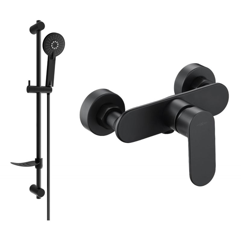 Sort brusebatteri med brusesæt Mexen Milo DF40 1 sæt