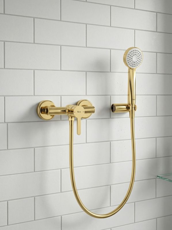 Batteri Brusesæt Vægmonteret 220 mm Guld Keramisk Patron