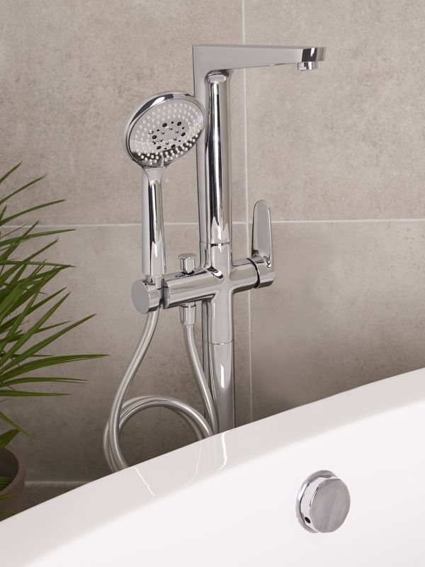 Gulvstående Badekararmatur Cavally 106,6 cm Sølv | 3663602299721
