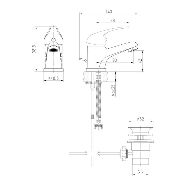 Arborg krom vaskebatteri
