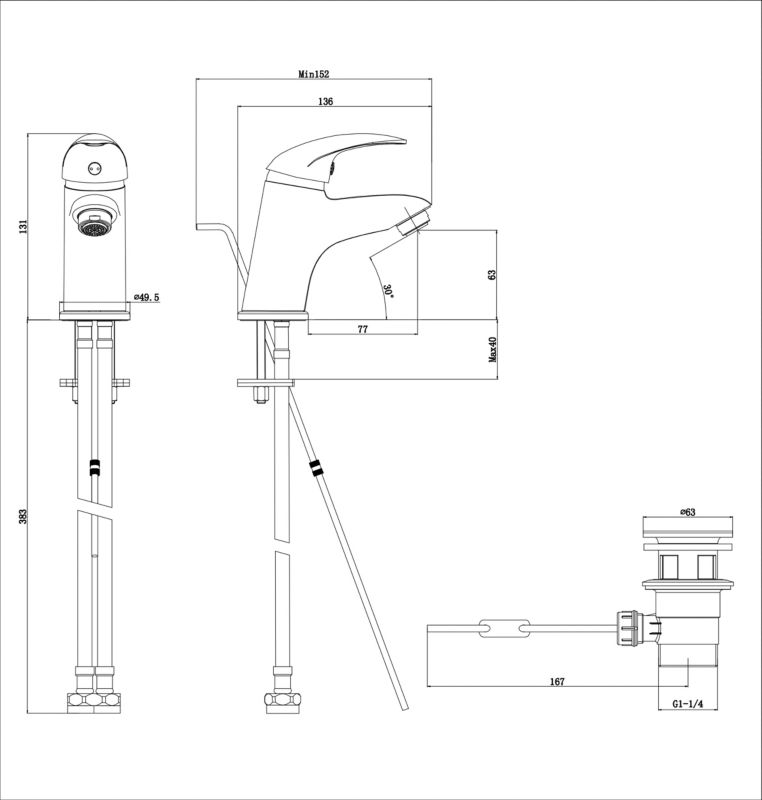 GoodHome Blyth krom håndvaskarmatur