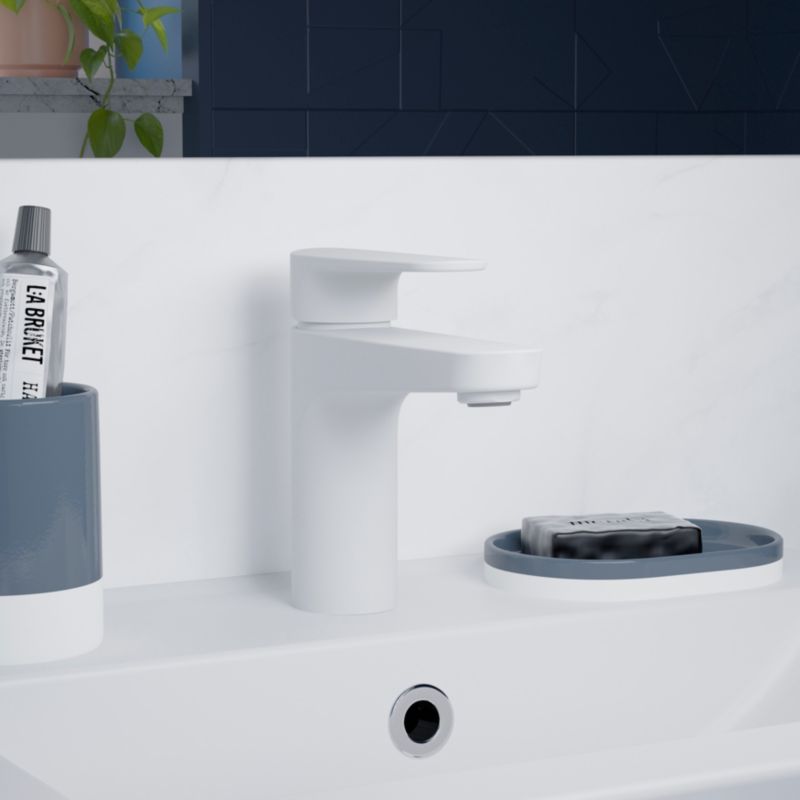 GoodHome Cavally mat-hvid vaskebatteri