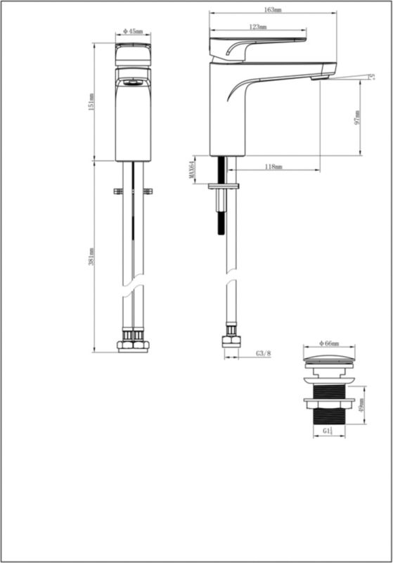 GoodHome Cavally M vaskebatteri til håndvask