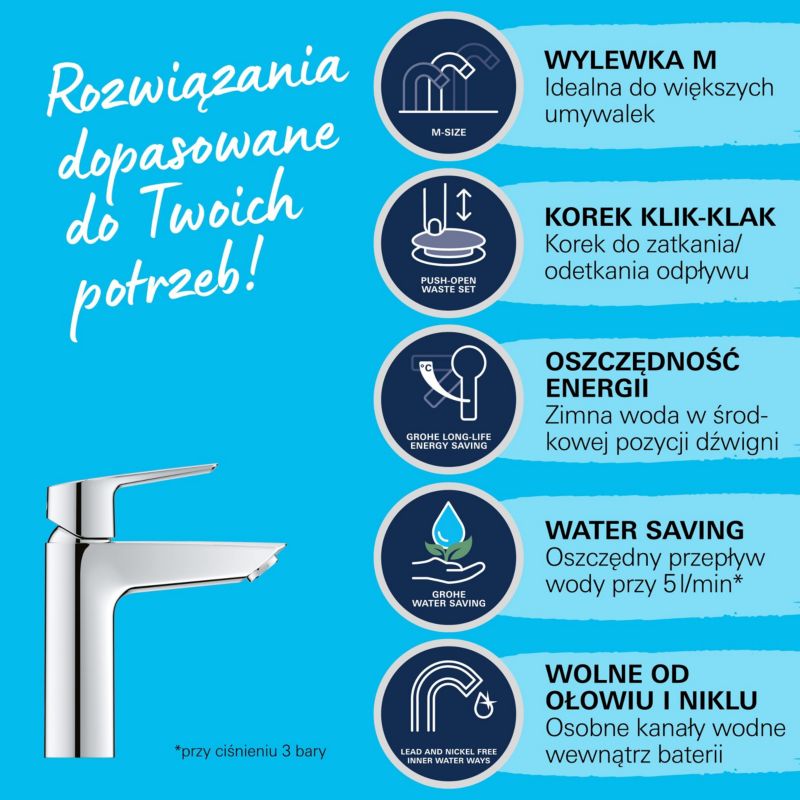 Grohe Start Quickfix M klik-klak krom vaskarmatur