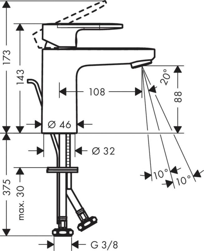 Håndvaskarmatur Blend L 14,3 cm Sort Mat | 4059625326244