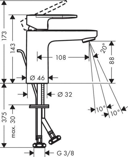 Håndvaskarmatur Blend L 14,3 cm Sort Mat | 4059625326244