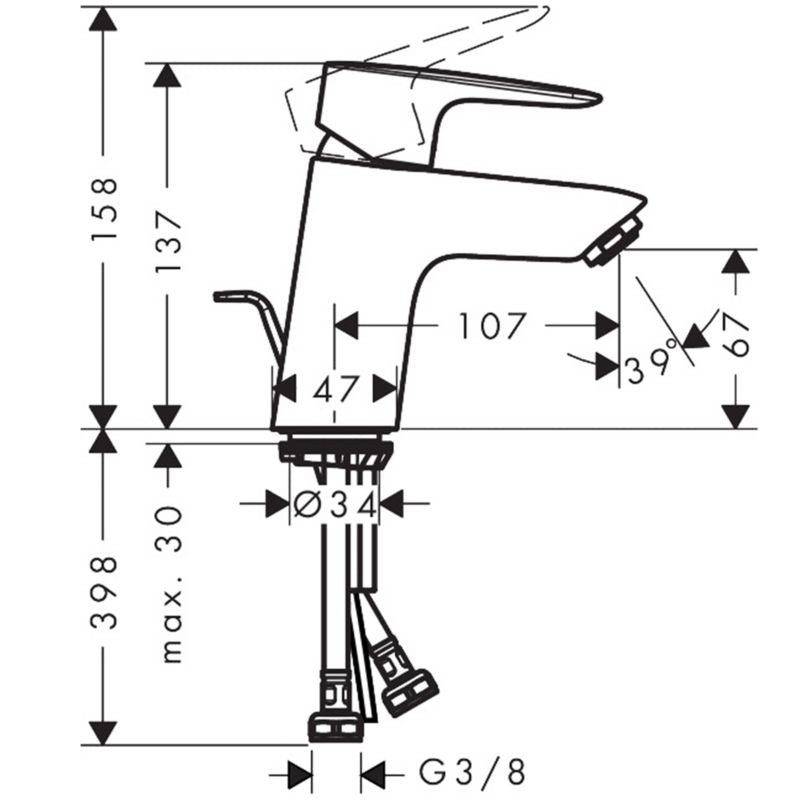 Badeværelsesarmatur MySport L Sort Mat 153 mm
