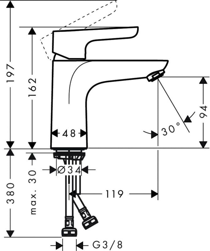 Håndvaskarmatur Waterforms L Krom 162 mm