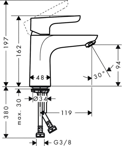 Håndvaskarmatur Waterforms L Krom 162 mm