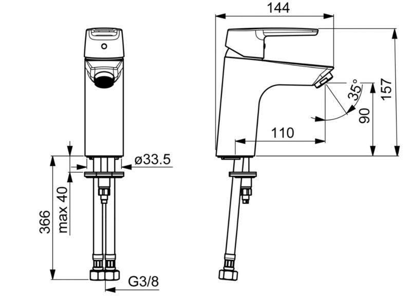 Oras Saga XL håndvaskarmatur med fast tud og perlator, 1 stk.