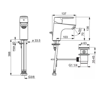 Oras Saga vaskarmatur med fast tud og luftblander, 1 stk.