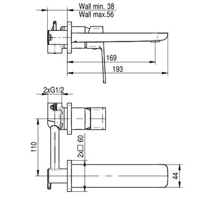Bateria umywalkowa podtynkowa Harris gun metal | 2424540