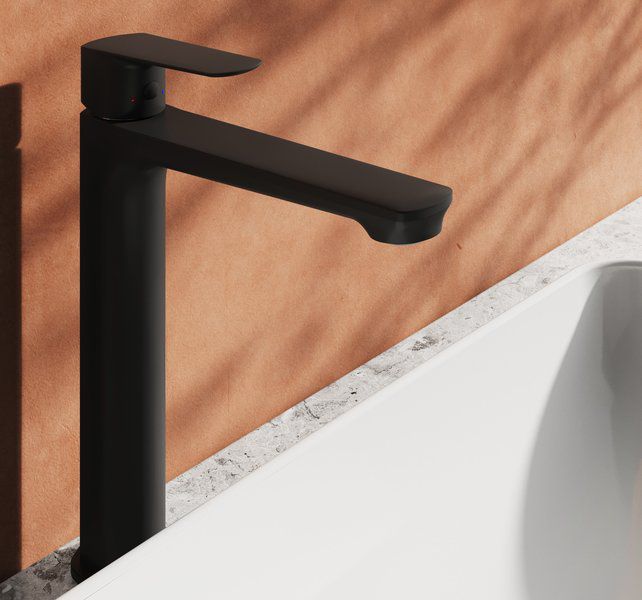 Ravak Life LF 015.20BL stående håndvaskarmatur 280 mm uden prop sort 1 stk