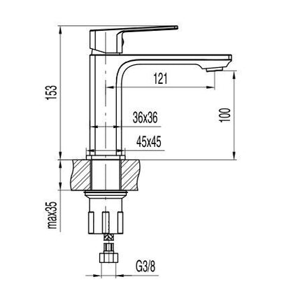Badeværelsesarmatur 150 mm Gun Metal Keramisk 26 mm