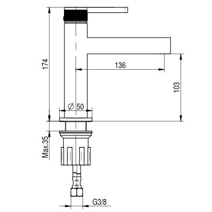 Bordbatteri Travis Kobber 17 cm Håndvaskarmatur