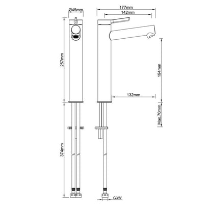 Høj Håndvaskarmatur Maza XL 257 mm Krom | 5059340725109