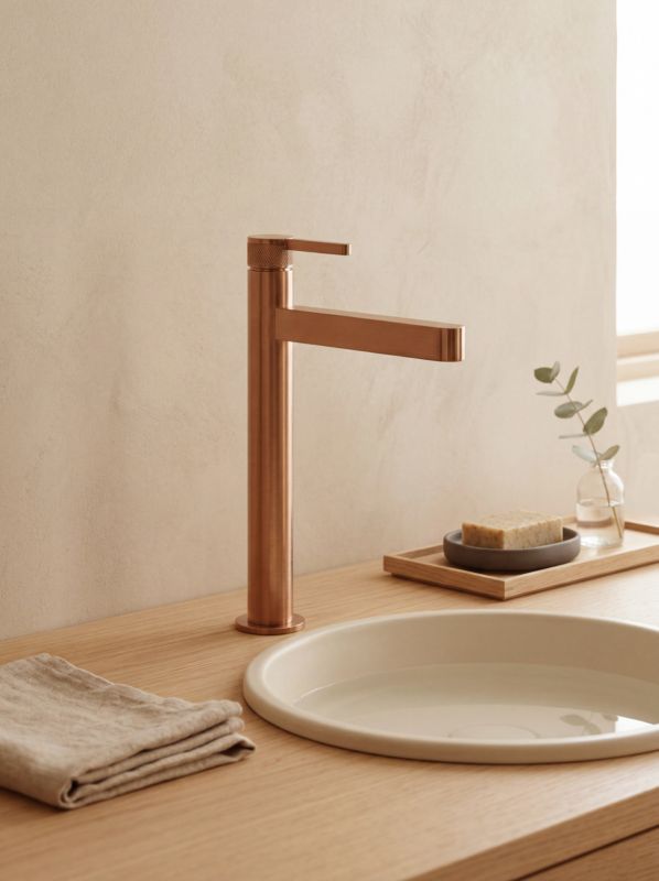 Høj Håndvaskarmatur Mørk Kobber 31 cm 1 Hul