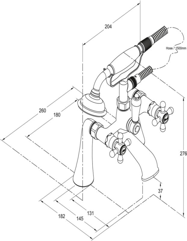 Badeværelsesarmatur Etel Krom 26 cm Bredt